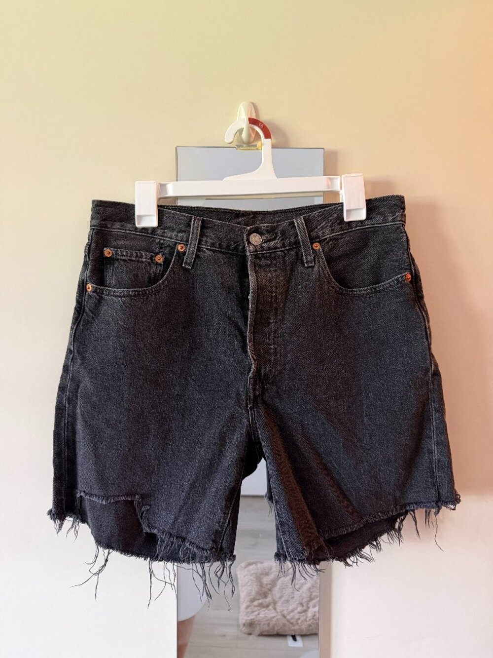 Levis 501 Black Denim Cut-off Shorts